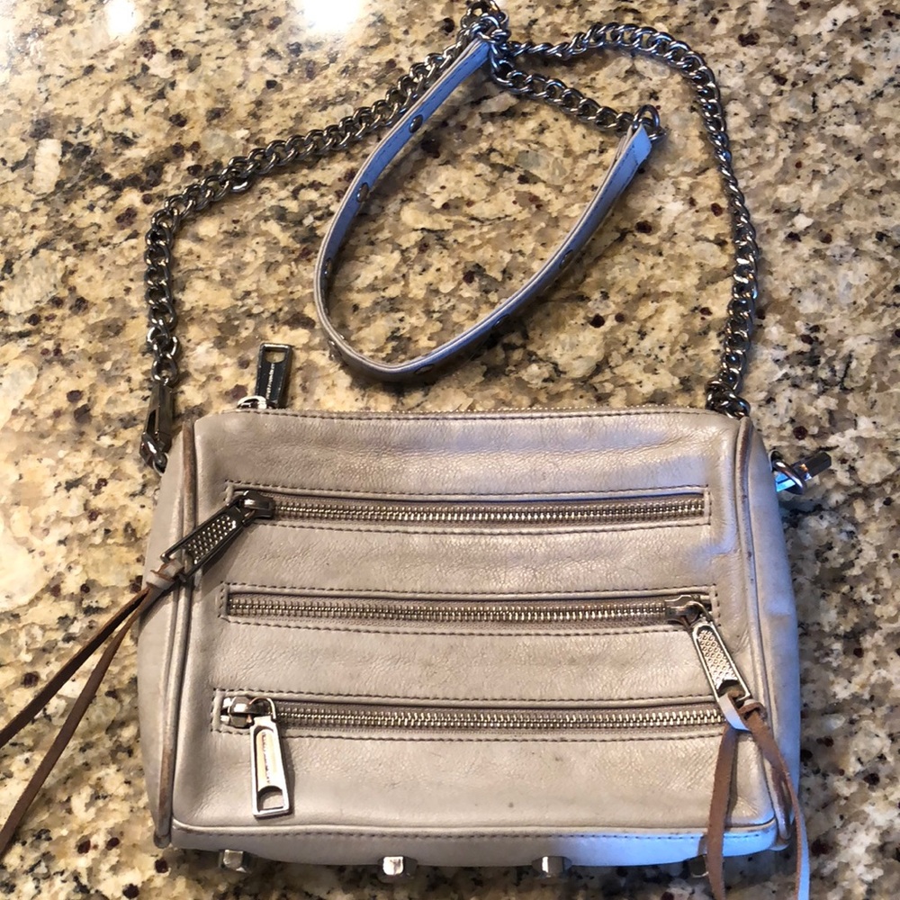 Rebecca Minkoff Light Gray Mini 5 zip bag